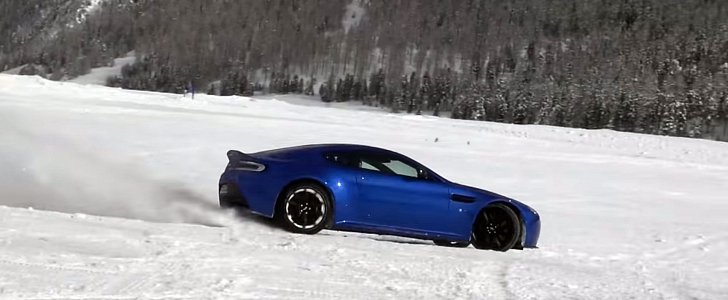 Aston Martin V12 Vantage S in the snow