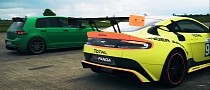 Aston Martin Vantage GT8 Drag Races VW Golf R, Gap Is Bigger Than the GT8's Wing