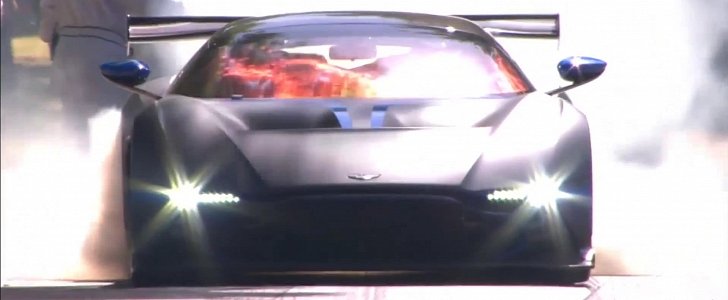 Aston Martin Vulcan Does a Burnout at the Goodwood FoS 2015