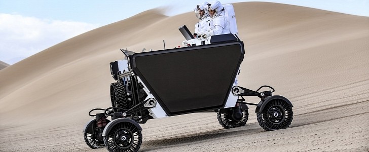 The FLEX Moon buggy from Astrolab out in the Californian desert