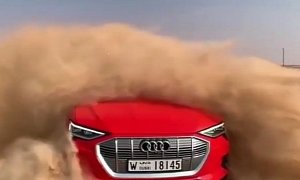 Audi e-tron quattro Driven Hagwalah-Style, Creates Sand Storm
