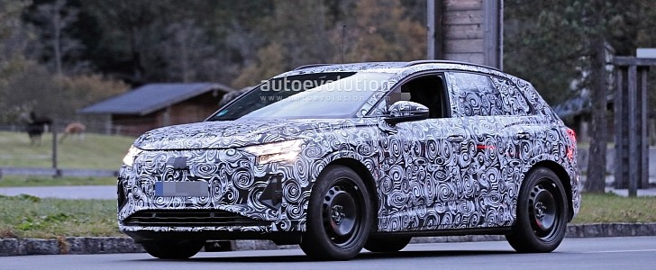 Audi Q4 e-tron Spied Testing With Giant Steelies in the Alps