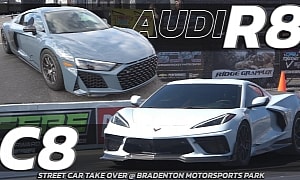 Audi R8 Defeats Chevy Corvette C8 Stingray in 8 Seconds, Then Races Its Own Twin for Kicks