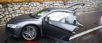 Audi R8 Split in Half by Crash in Northern Italy