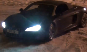 Audi R8 Spyder Has Some Drifting Fun in the Snow