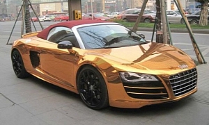 Audi R8 Spyder Wrapped in Rose Gold in China
