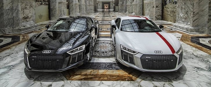 Audi R8 V10 plus and R8 LMS Photographed Inside Al Hazm Mall