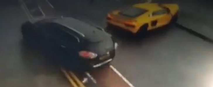 Audi R8 V10 Plus Launches Nissan X-Trail into the Air: London crash