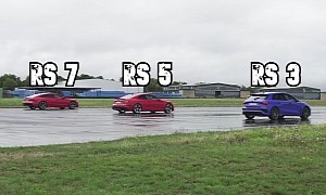 Audi RS 3 Drag Races RS 5 and RS 7, Puts Up a Good Fight