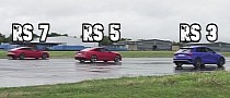 Audi RS 3 Drag Races RS 5 and RS 7, Puts Up a Good Fight