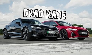 Audi RS 6 Avant Performance Drag Races Audi RS e-tron GT, Apply Cold Water to Burned Area