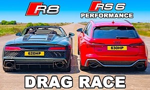 Audi RS 6 Avant Performance Drag Races Its R8 Supercar Sibling, Loser Struggles Every Time