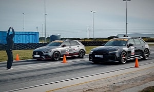 Audi RS 6 Drag Races Mercedes-AMG A 45, Compact Hatchback Gets Smoked