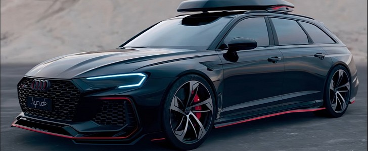 Audi RS 8 Avant slammed widebody station wagon rendering by hycade