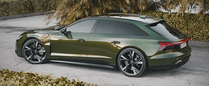 Green Audi RS e-tron GT Avant rendering by sugardesign_1