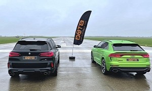 Audi RS Q8 Drag Races BMW X5 M, xDrive Destroys quattro on Wet Track