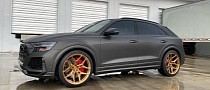 Audi RS Q8 Gets Stealth Plasti-Dip and Gold Vossen Wheels