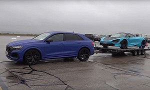 Audi RS Q8 Tows McLaren 720S to the Track, Drag Races It After