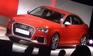 Audi RS3 Sedan Is Real, First Images Reveal Matrix LED Headlights for Facelift