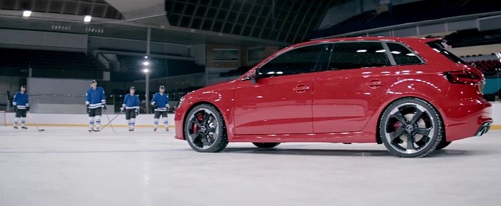 Audi RS3 Unleashed on the Ice Hockey Ring
