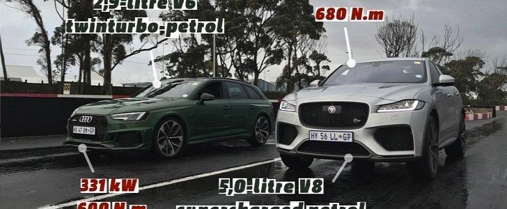 Audi RS4 vs. Jaguar F-Pace SVR Drag Race Is Anything But Predictable