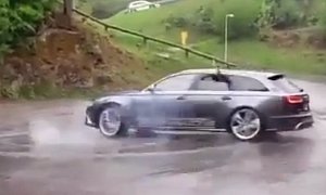 Audi RS6 Blows Transmission while Doing Donuts, The Smoke Looks Bad