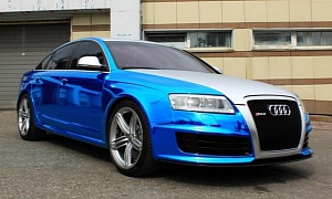 Audi RS6 Blue Chrome Wrap From Russia