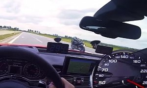 Audi RS6 Performance Chases BMW H4 on German Autobahn, Passes at 186 MPH/300 KPH