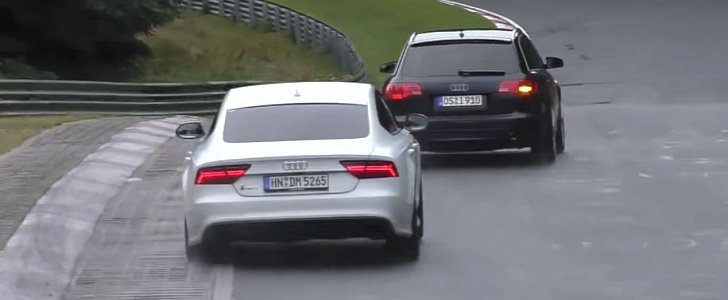 Audi RS7 tries to drift on Nurburgring