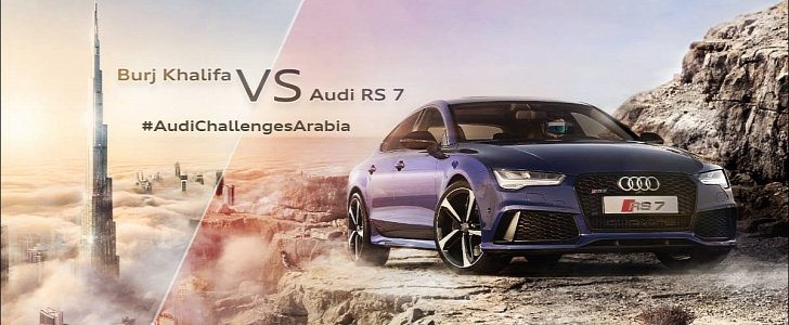 Audi RS7 Races the World's Fastest Elevator in Dubai