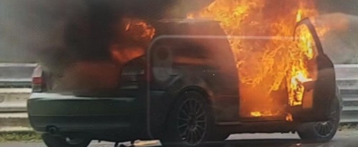Audi S3 Catches Fire on Nurburgring