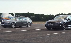 Audi S3 Takes on B7 RS4 in Epic 2.0L Turbo vs. 4.2L V8 Drag Race