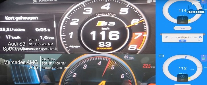 Audi S3 vs. Mercedes-AMG A35: Acceleration and Exhaust Sound Battle