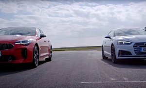 Audi S5 vs. Kia Stinger GT Track Battle Is a Drag Racing Cure