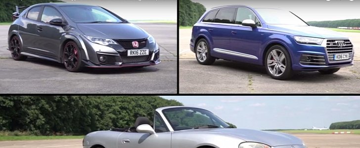 Audi SQ7 Is "Something Crazy" in Civic Type R, Old Miata Drag Race