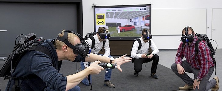 Audi engineers in holodeck room