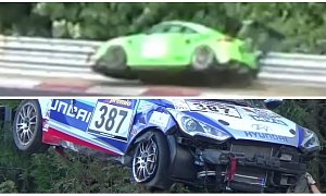 Audi TT RS and Hyundai Veloster Involved in Horrible VLN Nurburgring Crashes