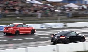 Audi TT RS Drags Audi RS 3, Brotherly Struggle Reveals That Humans Still Matter