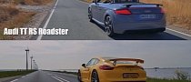 Audi TT RS Roadster vs. Porsche Cayman GT4 Acceleration Battle Ends in Tears
