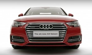 Audi UK Shows All-New A4 Sedan with S line Kit and Tango Red Paint