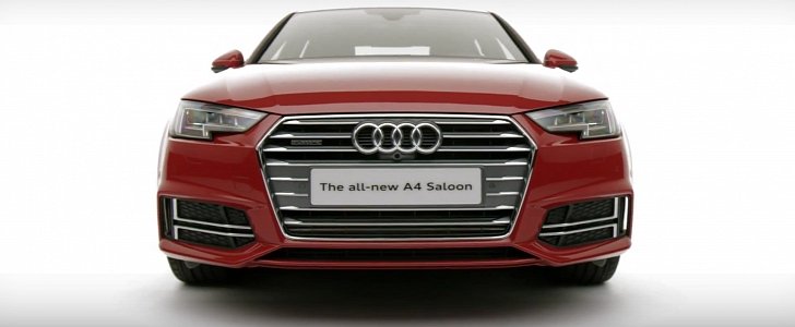 Audi UK Shows All-New A4 Sedan with S line Kit and Tango Red Paint