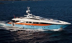 Aurelia Luxury Yacht Is Dressed in Gulf Oil Colors to Honor the Classic GT Sports Cars