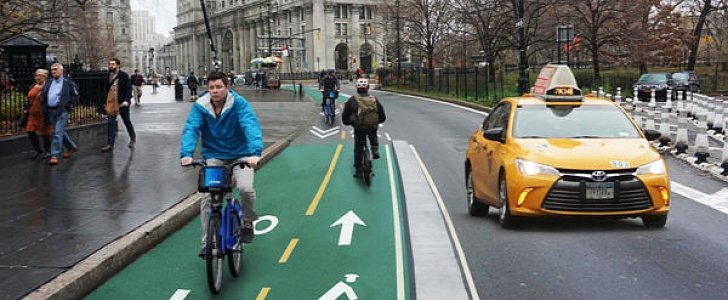 Bike lanes in Lower Manhattan