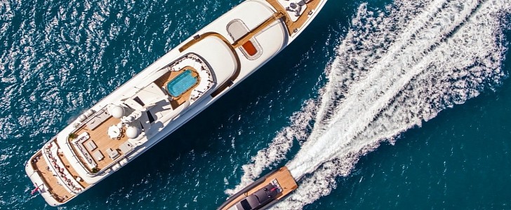 The Roma superyacht boasts a series of luxurious water toys, including multiple tenders