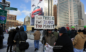 Auto Workers Protest at NAIAS [Live Photos and Videos]