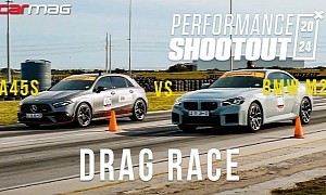 AWD Mercedes-AMG A45 S Drags RWD BMW M2, the Ugly Brute Sings the 'I Did It My Way' Anthem