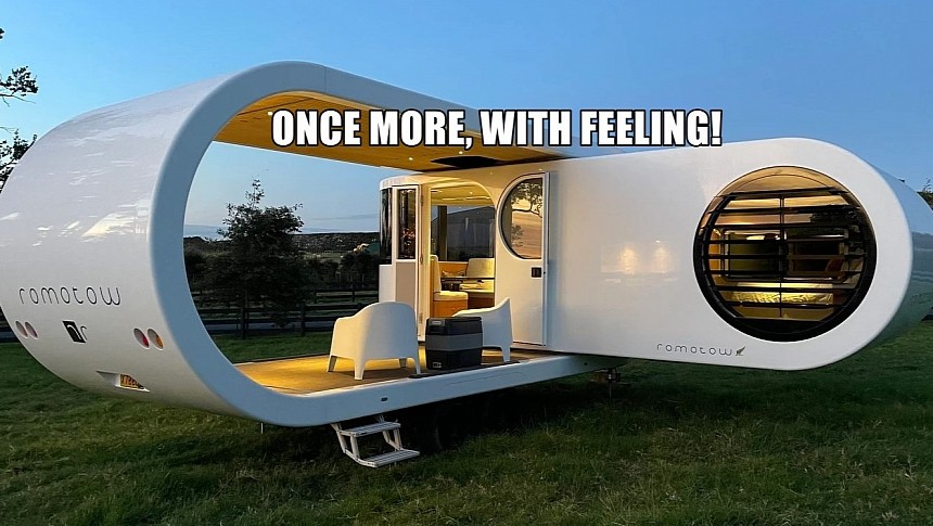 Rotating luxury trailer Romotow is still going through growing pains, but it's still happening