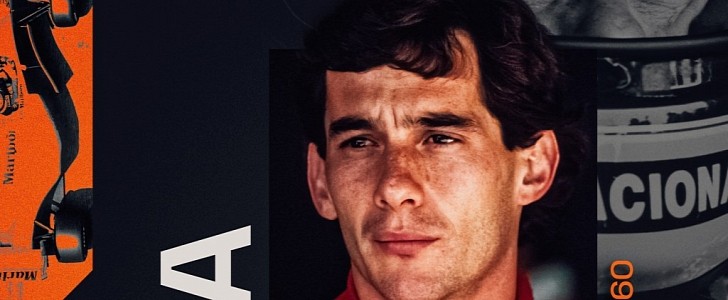 Collage of Ayrton Senna moments with McLaren