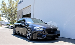 Azurite Black BMW F10 M5 Gets Lower and Wider at EAS