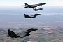 B-1 Lancer, F-15 Eagles and F-35B Fly Formation to Say Happy Birthday to the Mighty Eighth